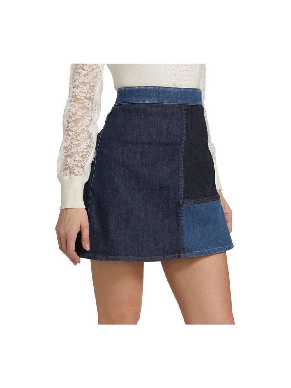 SEE BY Chloe Patchwork Denim Miniskirt Size 2 (34) NWT - Picture 4 of 12